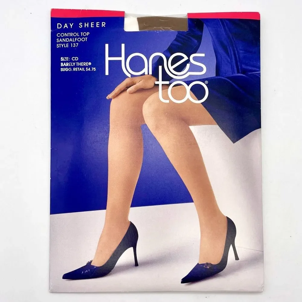 NWT Vintage Hanes Too Day Sheers Barely There Control Top Pantyhose Size C/D NEW